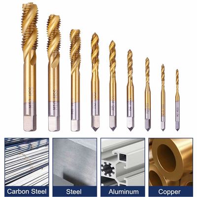 M12 Titanyum kaplı Spiral Flüt HSS Makine Muslukları DIN371