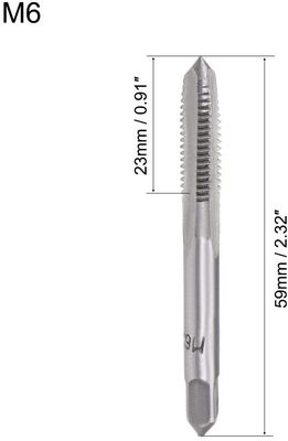 HSS M6 El Tapları Düz Flüt 1 Pitch Metric Thread