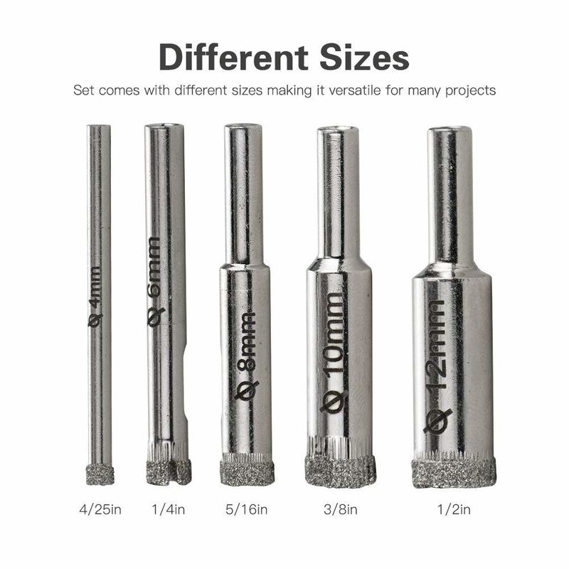 5pcs Gümüş Elmas Çekirdek matkabı seti porselen granit