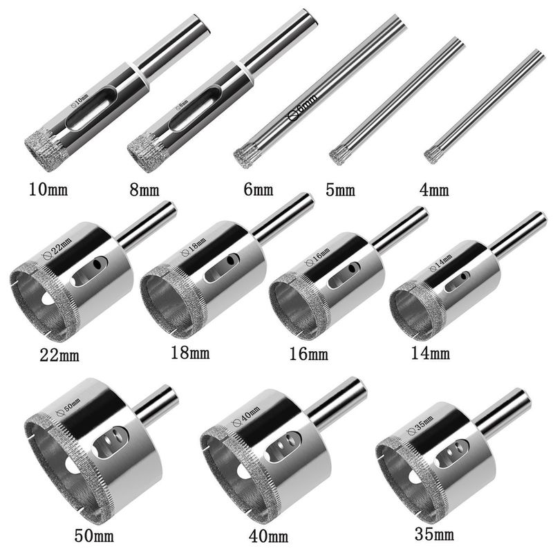 12pc Elmas çekirdek matkap seti 4-50mm Cam Tile Keramik için